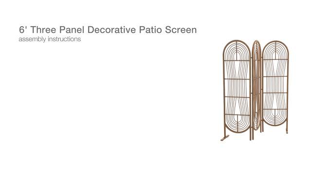6&#39; Three Panel Decorative Patio Screen - Opalhouse&#8482; designed with Jungalow&#8482;, 2 of 6, play video
