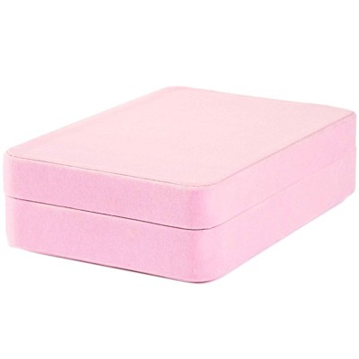 Juvale Velvet Jewelry Box, Display Showcase Storage Gift Box for Weddings, Anniversaries, Birthdays, Valentine's Day, Pink