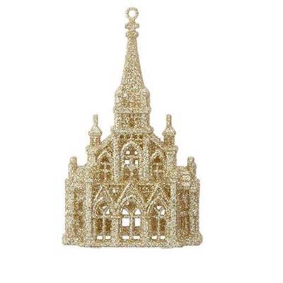 Raz Imports 6" Glittered Religious Cathedral Church Christmas Ornament - Gold