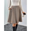 Women's Tweed A-Line Skirt - High Waist Flared Mini & Pleated Midi Styles for Fall Winter Brown - 2 of 4