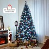 Tangkula 8/7/6 FT Black Artificial Halloween Tree Pre-lit Hinged Full Xmas Tree w/ Branch Tips Pine Needles Cold White LED Lights - image 2 of 4