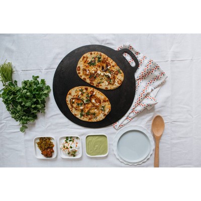 Victoria 12-Inch Black Cast Iron Tawa Dosa Pan with Loop Handle