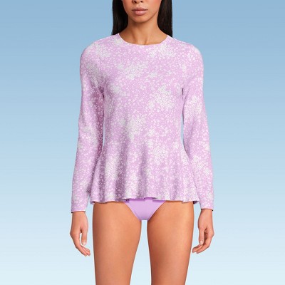 Lands' End Women's Long Sleeve Pique Peplum UPF 50 Rash Guard