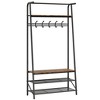 4-in-1 Entryway Hall Tree with Coat Rack, Shoe Bench & Hooks, Industrial Metal Frame Organizer - 2 of 4