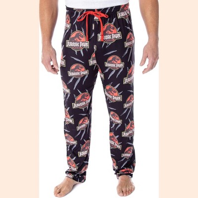Seven Times Six Jurassic Park Men's Allover Pattern Sleep Lounge Pajama Pants Black