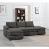 Okak Modern Convertible Sectional Sofa Couch with 1 Armchair/Wedge, 2 Armless Chairs, 2 Ottomans 5pc Fabric Plush Modular Sofa for Living Room, Brown - 3 of 4