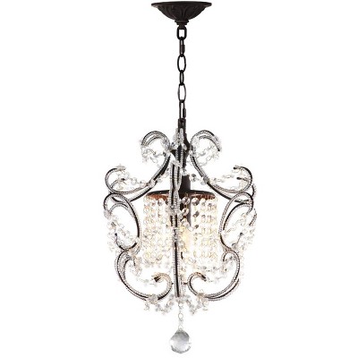 Luna 12" Brown Iron and Crystal Adjustable Chandelier