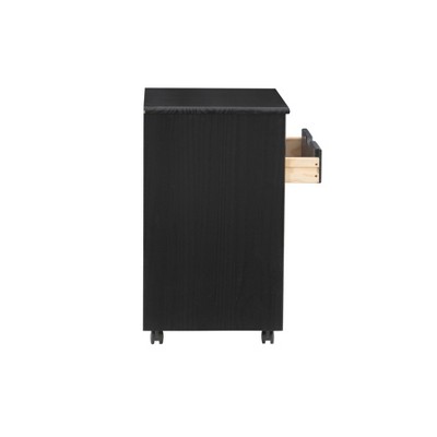 Cary Modern Black Pine Wood 6-Drawer Mobile Storage Cart