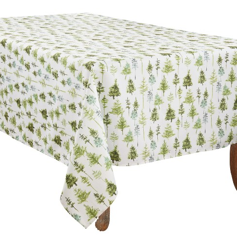Saro Lifestyle Winter Tablecloth With Forest Trees Design, Green, 50
