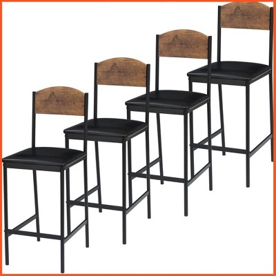Bar Stools Set of 4, 25.2 Inch Counter Height Bar Stools with Back and Footrest