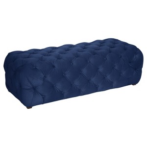 Brompton Upholstered Tufted Bench - Navy Velvet - Skyline Furniture , Blue Velvet