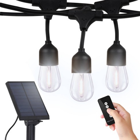 Brightech 15-Bulb LED AmbiencePro Hanging Solar Remote Outdoor String Lights Clear Bulb Black Wire - image 1 of 4