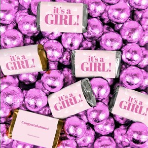 It's A Girl Hearts Themed Hershey's Miniatures and Chocolate Balls - 1 of 4