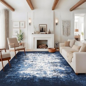 Washable, Soft, Non-Slip, Low Pile, Modern Abstract, Ultra-Soft Thin Floor Cover, Contemporary Indoor Mat for Living Room, Bedroom. - 1 of 4