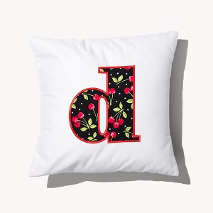 Personalization Mall Cherry Pop Initial Embroidered Applique Throw Pillow - 1 of 4