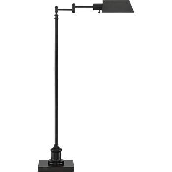 Regency Hill Industrial Adjustable Swing Arm Pharmacy Floor Lamp with USB Charging Port 54" Tall Dark Bronze Living Room Reading