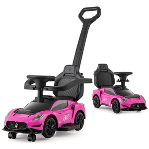 Costway 3-in-1 Ride on Push Car Maserati Licensed Foot to Floor Kids Sliding Walking Car Pink/White - 1 of 4