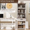 Farmhouse Bookshelf with Storage Cabinet & Adjustable Shelves, Tall Bookcase with Drawer and Barn Doors - 3 of 4