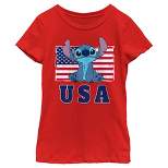 Girl's Lilo & Stitch Distressed Red, White, and Blue T-Shirt