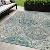 Teal Blue Fern Green And Beige Floral Washable Indoor Outdoor Area Rug - 2 of 4