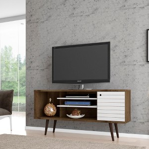 Sapphtopaz Modern TV Stand for TVs Up to 55" with Storage Cabinet&Open Shelves Entertainment Center with Splayed Wood Leg for Living Room - 1 of 4