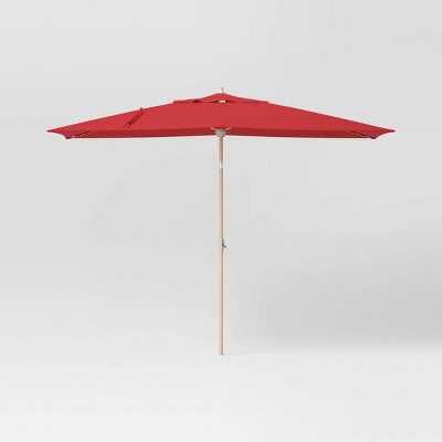 6'x10' Rectangular Outdoor Patio Market Umbrella with Faux Wood Pole - Threshold™
