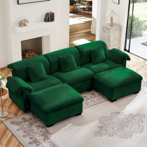 U Shaped Chaise Sectional Sofa,Modern Velvet Sectional Sofa With Soft Backrest And Seat Cushion,Sectional Sofa With Storage-Cuddlewood - 1 of 4
