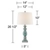 Regency Hill Patsy Country Cottage Table Lamps 26 1/2" High Set of 2 Blue with Table Top Dimmers Gray Fabric Drum Shade for Living Room House Home - 4 of 4