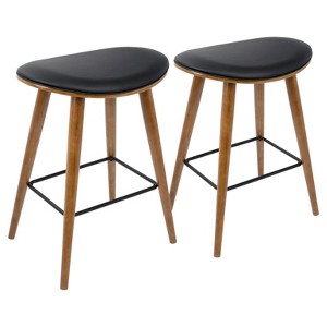 Set of 2 26" Saddle Counter Height Barstools with Faux Leather - LumiSource - 1 of 4