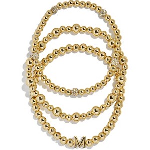 3-Piece Gold Plated Initial Bead Bracelet Set, Personalized Trendy Jewelry Gift for Women - 1 of 4