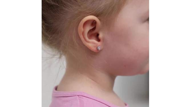 Girl's Princess Heart CZ Screw Back Sterling Silver Earrings - In Season Jewelry, 2 of 8, play video