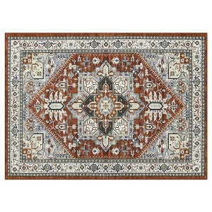 Washable Vintage Printed Area Rug, Non-Slip Ultra-Thin Low Pile Indoor Carpet for Living Room, Bedroom, and Dining Room - 1 of 4