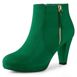 Perphy Women's Suede Platform Round Toe Chunky Heels Ankle Boots - 1 of 4