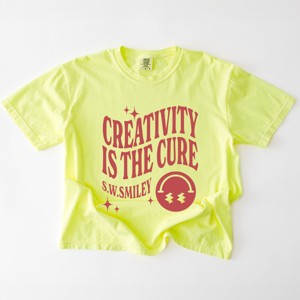 S.W.Smiley Creativity Is The Cure - Women's Garment Dyed Graphic T-Shirt - 1 of 4