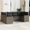 vidaXL Patio Sofa Set with Cushions Outdoor Furniture 6 Piece Poly Rattan - Gray - 2 of 4
