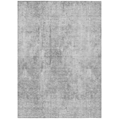 Gray Silver And Charcoal Abstract Washable Indoor Outdoor Area Rug