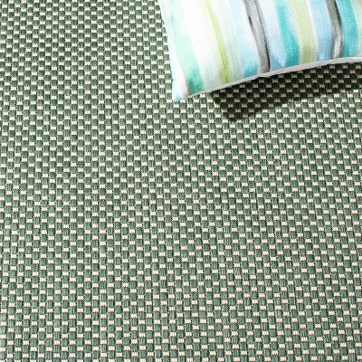 Dark Green and Beige Rectangular Stain-Resistant Indoor/Outdoor Rug