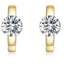 Guili Sterling Silver 14K Gold Plated Huggie Earrings with Clear Moissanite Stones Offer Timeless Sparkle and a Luxe Touch for Everyday Elegance - 2 of 3