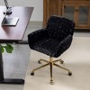 Vynxaria Black Accent Chairs - Swivel Office Chair with Golden Base and Adjustable Recline - 3 of 4