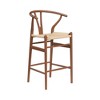 HomeRoots 27" Beige and Walnut Solid Wood Counter Height Bar Chair - 4 of 4