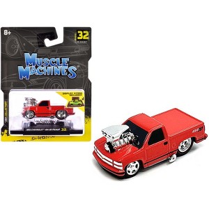 1993 Chevrolet 454 SS Pickup Truck Red 1/64 Diecast Model Car by Muscle Machines - 1 of 3