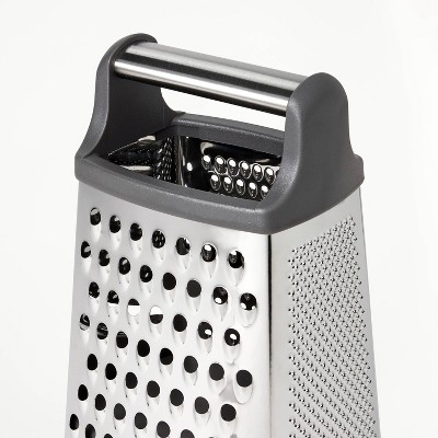 Stainless Steel Box Grater with Removable Bottom Container and Lid Silver/Gray - Figmint&#8482;