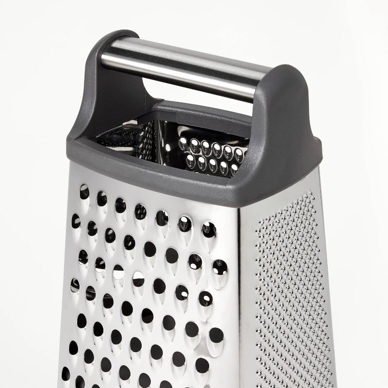 Stainless Steel Box Grater with Removable Bottom Container and Lid Silver/Gray - Figmint&#8482;, 4 of 6