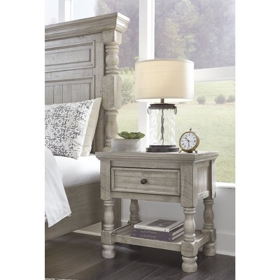 Gray Traditional 1-Drawer Nightstand with USB Ports