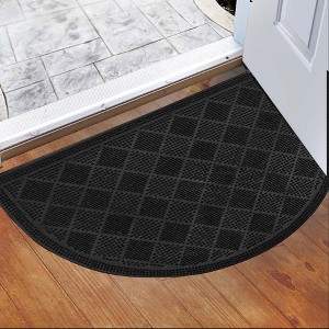 Evideco French Home Goods Premium Outdoor Half Round Door Mat 24x16 - Drew Checkerboard Design - Durable Rubber Outdoor Rug - - 1 of 4