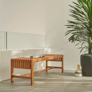 Solhome 5-foot Reddish Brown Tropical Wood Backless Garden Bench M1400 - 1 of 4