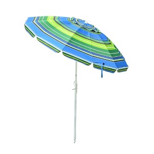 Yescom 5.6Ft Striped Outdoor Beach Umbrella UV Protection Sunshade Green+Blue - 1 of 4