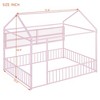 Full-Size Metal Bed Frame in House Style, Complete with Fence and Storage Shelves - 4 of 4