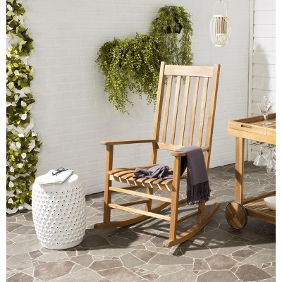 Acacia Wood Brown Teak Finish Contemporary Rocking Chair 26"
