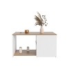 Vynxaria 31" Wide Coffee Table with Three Shelves - Stylish White & Natural Oak Design - 2 of 4